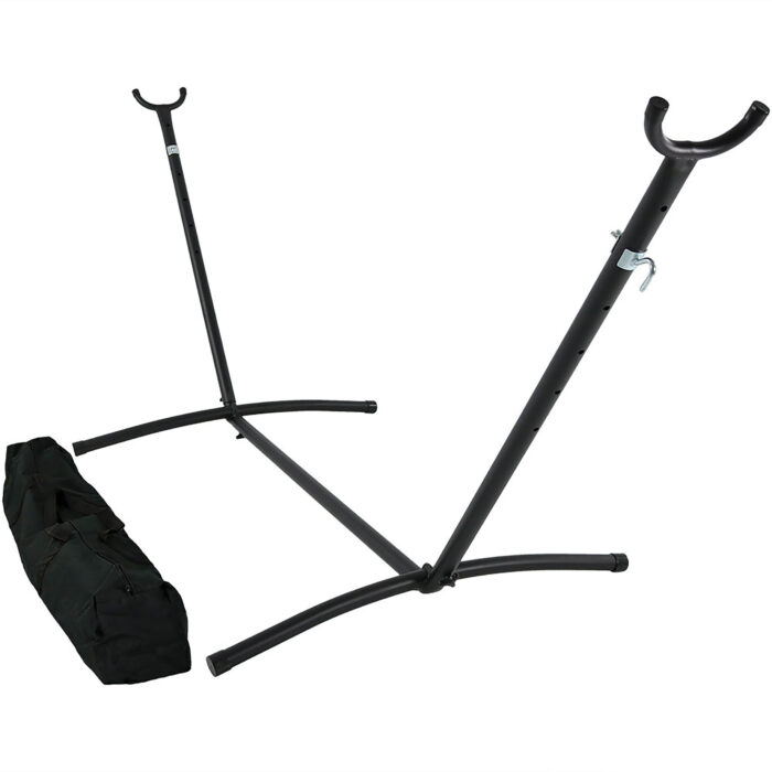 Sunnydaze 2 Person Space Saving Brazilian Hammock Stand, Portable with Carrying Case, 400 Pound Capacity, Black