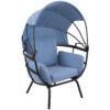 Modern Luxury Patio Lounge Chair with Retractable Shade - Blue Modern Luxury Patio Lounge Chair with Retractable Shade - Blue