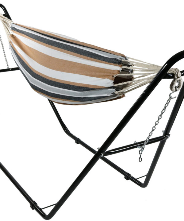 Sunnydaze Brazilian 2 Person Hammock with Universal Stand - Calming Desert