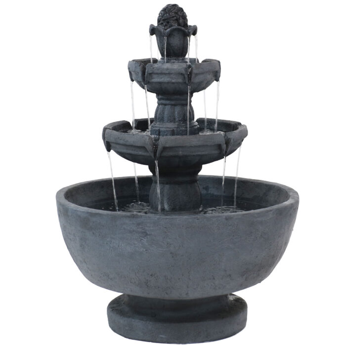Sunnydaze 3-Tier Budding Fruition Outdoor Water Fountain - 34-Inch
