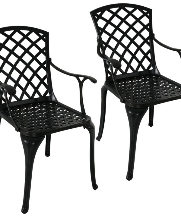 Sunnydaze Patio Chairs - Set of 2 - Cast Aluminum with Crossweave Design