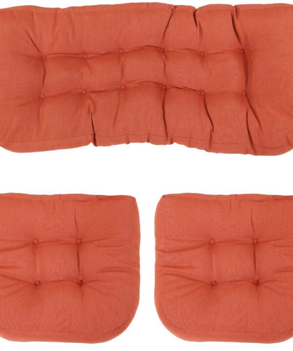 Sunnydaze Tufted Olefin 3-Piece Indoor/Outdoor Settee Cushion Set - Burnt Orange