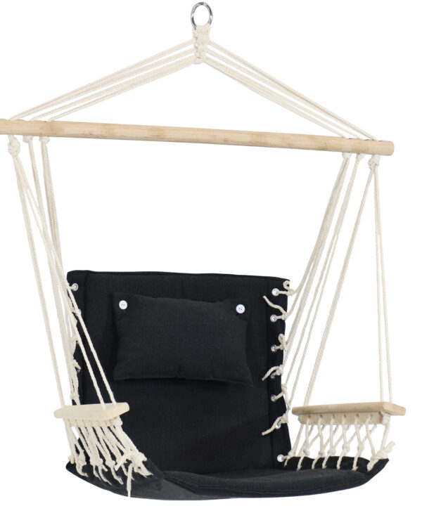 Sunnydaze Polycotton Hammock Chair with Armrests - Storm