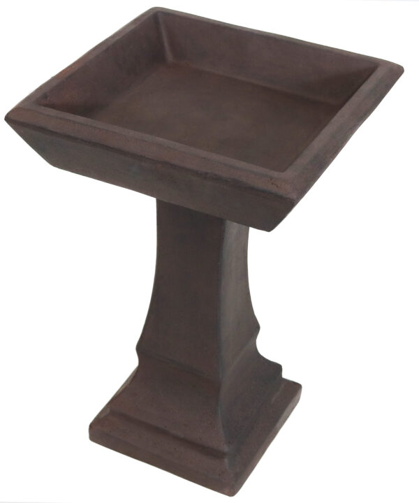 Sunnydaze Simply Square Modern Reinforced Concrete Bird Bath - 23-Inch