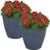 Sunnydaze Anjelica Outdoor Flower Pot Planter - Slate - 20-Inch - 2-Pack
