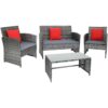 Sunnydaze Ardfield 4-Piece Patio Set with Gray Cushions - Mixed Gray Rattan Sunnydaze Ardfield 4-Piece Patio Set with Gray Cushions - Mixed Gray Rattan