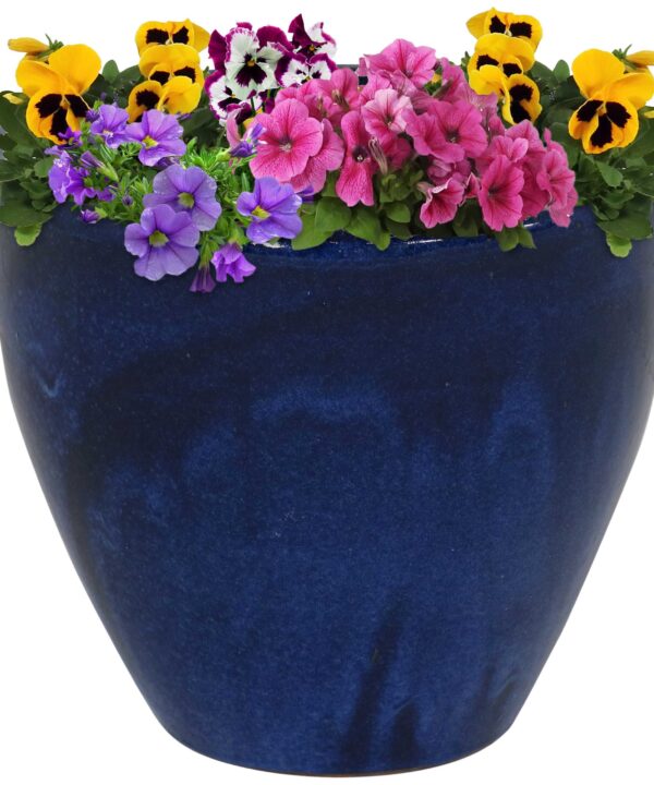 Sunnydaze Resort Ceramic Indoor/Outdoor Planter - Imperial Blue - 13-Inch