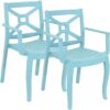 Sunnydaze Tristana Plastic Outdoor Patio Arm Chair - Set of 2 - Blue Sunnydaze Tristana Plastic Outdoor Patio Arm Chair - Set of 2 - Blue