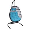 Sunnydaze Julia Hanging Egg Chair with Cushion and Stand - Blue Sunnydaze Julia Hanging Egg Chair with Cushion and Stand - Blue