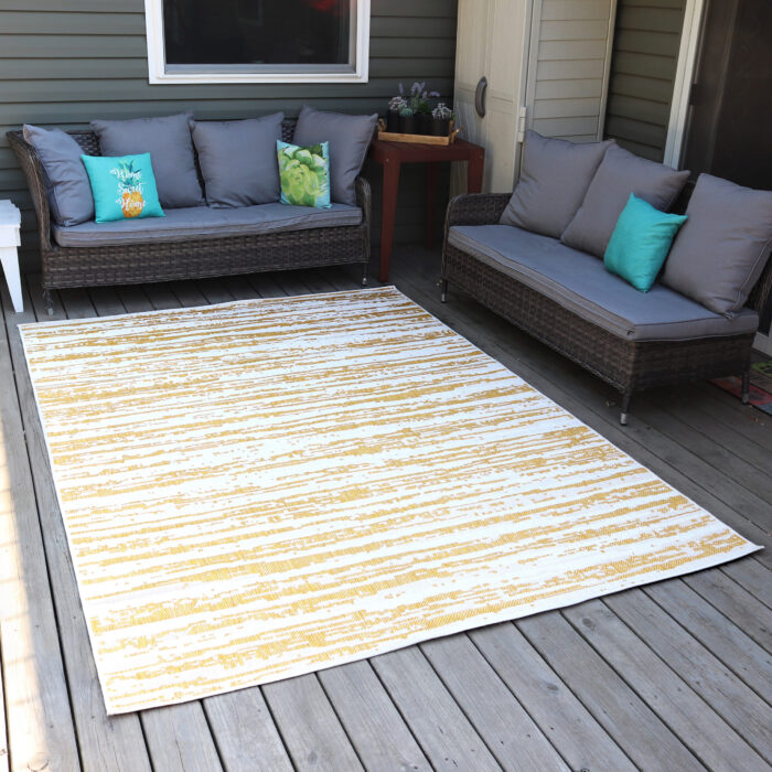 Sunnydaze Abstract Impressions Patio Area Rug in Golden Fire - 7 x 10 Foot