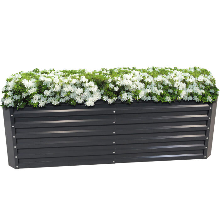 Sunnydaze Galvalume Steel Raised Garden Bed - 71" Rectangle - Dark Gray