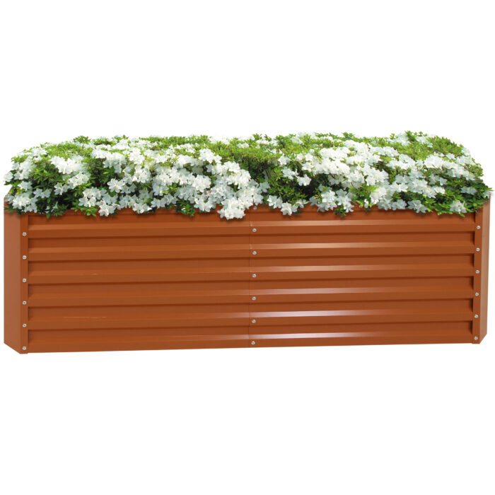 Sunnydaze Galvalume Steel Raised Garden Bed - 71" Rectangle - Brown