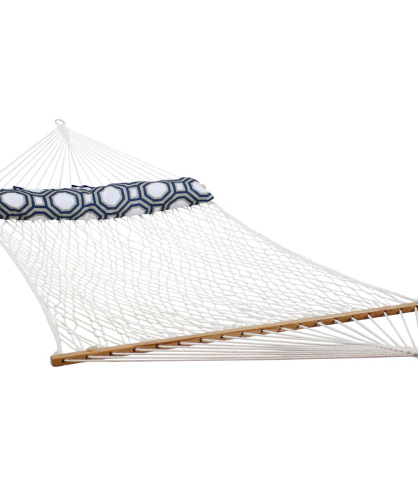 Sunnydaze 2-Person Polyester Patio Spreader Bar Rope Hammock with Pillow