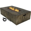 Sunnydaze Rustic Faux Wood Propane Gas Fire Pit Table w/ Cover - 48-Inch