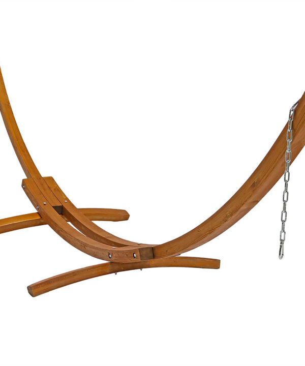 Sunnydaze Solid Wood Curved Arc Hammock Stand with Hooks and Chains, 2 Person, 400 Pound Capacity, 13' Wooden Hammock Stand