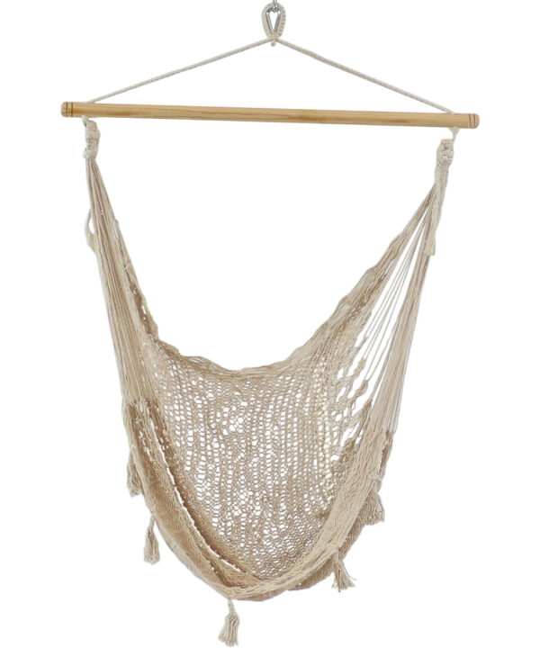 Sunnydaze Extra Large Mayan Hammock Chair, Comfortable Hanging Swing Seat Cotton/Nylon Rope, Lightweight, Natural