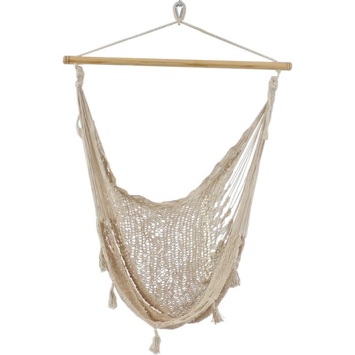 Sunnydaze Extra Large Mayan Hammock Chair, Comfortable Hanging Swing Seat Cotton/Nylon Rope, Lightweight, Natural