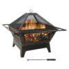 Sunnydaze Northern Galaxy Square Fire Pit with Cooking Grate - 32-Inch Sunnydaze Northern Galaxy Square Fire Pit with Cooking Grate - 32-Inch