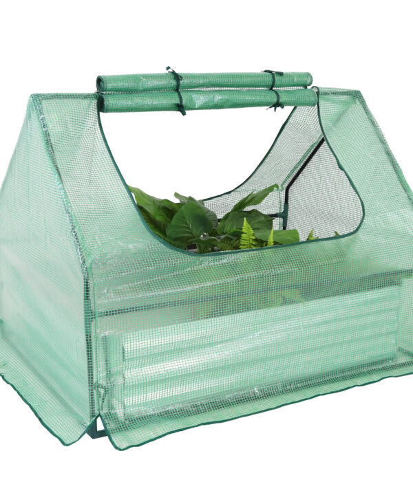 Sunnydaze Steel Raised Garden Bed and PE Greenhouse Kit - Green - 4' x 3'