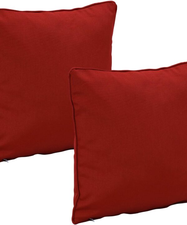 Sunnydaze Set of 2 Indoor/Outdoor Patio Throw Pillows - 16-Inch Square - Red