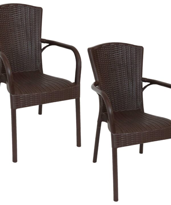 Sunnydaze Segesta Plastic Patio Armchair - Indoor - Outdoor - Set of 2 - Wenge