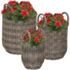 Sunnydaze Round Polyrattan Basket Planter with Handles - Set of 3 Sunnydaze Round Polyrattan Basket Planter with Handles - Set of 3