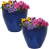 Sunnydaze Resort Ceramic Indoor/Outdoor Planter - Imperial Blue - 10-Inch - Set of 2 Sunnydaze Resort Ceramic Indoor/Outdoor Planter - Imperial Blue - 10-Inch - Set of 2