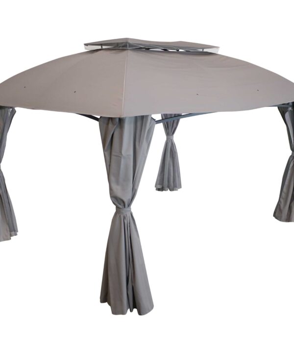 Sunnydaze Soft Top Patio Gazebo - 10x13 Foot Gazebo with Mesh Screen and Privacy Wall - Gray