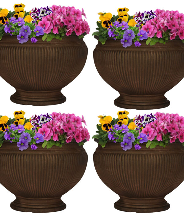 Sunnydaze Elizabeth Outdoor Flower Pot Planter - Rust Finish - 16-Inch - 4-Pack
