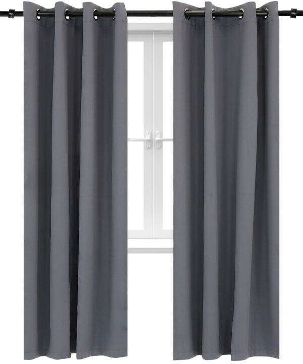 2 Indoor/Outdoor Blackout Curtain Panels with Grommet Top - 52 x 84 in (1.32 x 2.13 m) - Gray