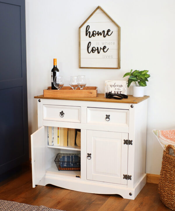 Solid Pine Sideboard with 2 Drawers and 2 Doors – White Solid Pine Sideboard with 2 Drawers and 2 Doors – White