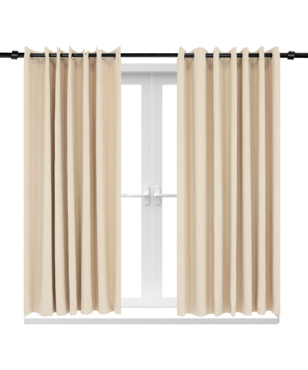 2 Indoor/Outdoor Blackout Curtain Panels with Grommet Top - 100 x 84 in (2.54 x 2.13 m) - Beige