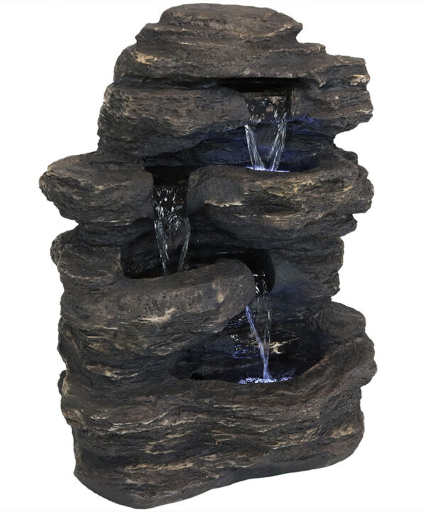 Sunnydaze Rock Falls Waterfall Fountain with LED Lights - 24-Inch