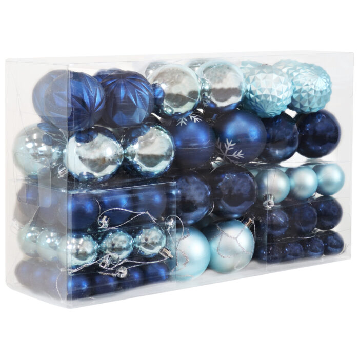 Winter Wonderland 100-Piece Blue and Silver Christmas Ornaments