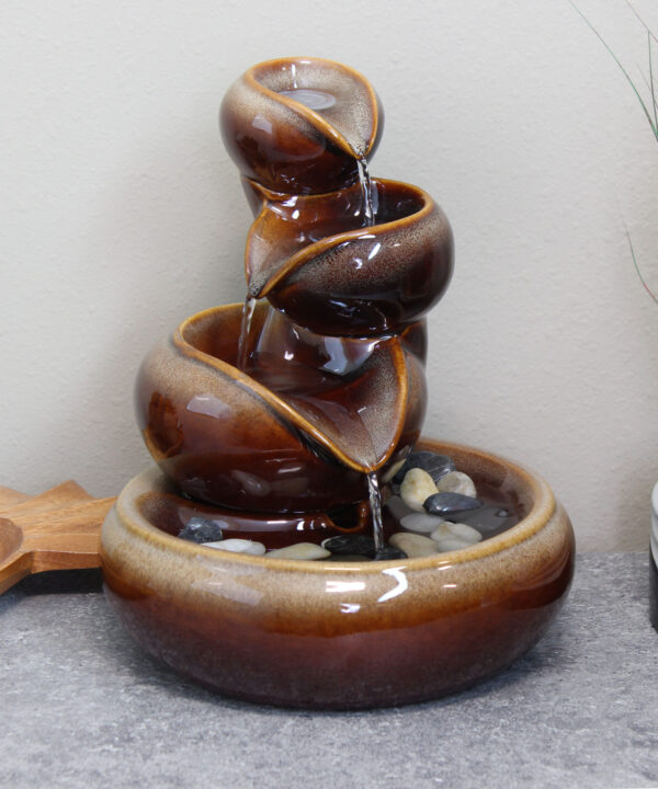 Sunnydaze Tiered Vessels Indoor Ceramic Tabletop Water Fountain - 10-Inch