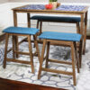 2 Counter-Height Stools - Weathered Oak with Blue Cushion 2 Counter-Height Stools - Weathered Oak with Blue Cushion