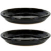 2 Sunnydaze Ceramic Planter Saucers – Obsidian – 9-Inch