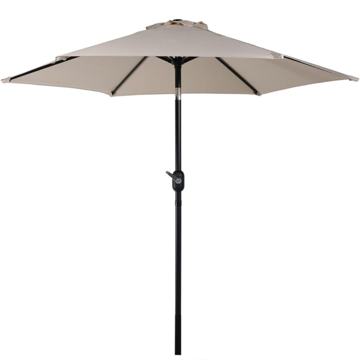 Sunnydaze Aluminum 7.5 Foot Patio Umbrella with Tilt & Crank, Beige
