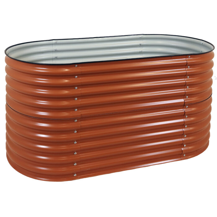 Sunnydaze Oval Stand-Up Steel Raised Garden Bed - 62.5" W x 32" H - Brown