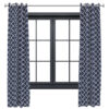 2 Indoor/Outdoor Curtain Panels with Grommet Top - 52 x 108 in (1.32 x 2.74 m) - Blue Quatrefoil