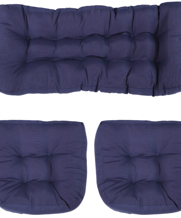 Sunnydaze Tufted Olefin 3-Piece Indoor/Outdoor Settee Cushion Set - Blue