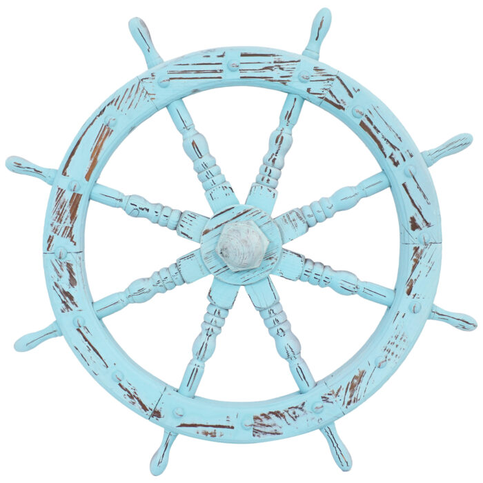 Wooden Sea Captain's Helm - Blue
