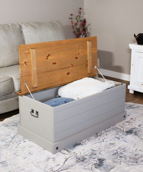 Solid Pine Trunk with Handles – Gray Solid Pine Trunk with Handles – Gray