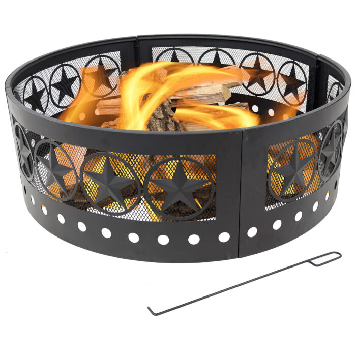 Sunnydaze Four-Star Cut-Out Campfire Fire Ring - 36-Inch
