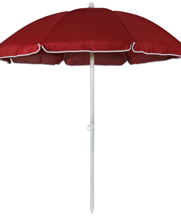 Sunnydaze Steel 5 Foot Beach Umbrella with Tilt Function, Red
