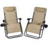 Sunnydaze Oversized Zero Gravity Chair with Pillow and Cup Holder, Khaki, Set of Two
