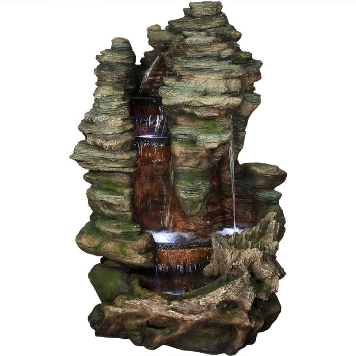 Sunnydaze Flat Rock Summit Large Outdoor Waterfall Fountain - 61-Inch