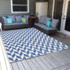 Sunnydaze Geometric Affinity Outdoor Patio Area Rug in Steel Blue - 8 x 10 Foot