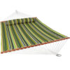 Sunnydaze 2 Person Quilted Fabric Spreader Bar Hammock & Pillow - Melon Stripe