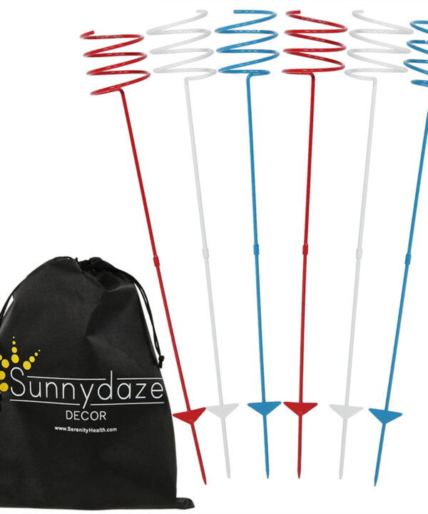Sunnydaze Red White & Blue Outdoor Drink Holder - Set of 6